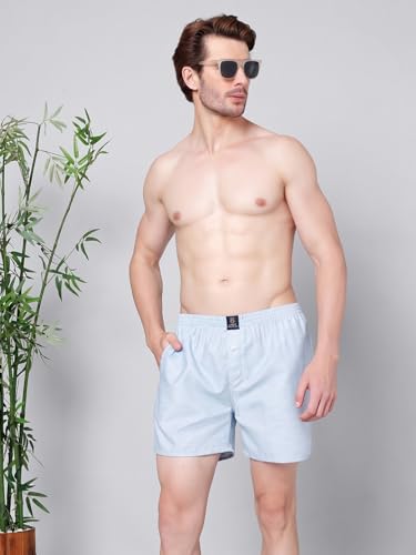 Image of Urban Scottish Men's Pack of 2 Cotton Printed Boxers with Side Pockets
