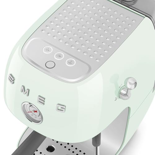 Image of Smeg Cold Brew Coffee Machine, Original Italian Brand, Patented Smeg Pastel Green Color, Live the Barista Exeprience, Professional Steam Wand for Creamy Milk Drink, Pressure Monitor, ECF03PGEU