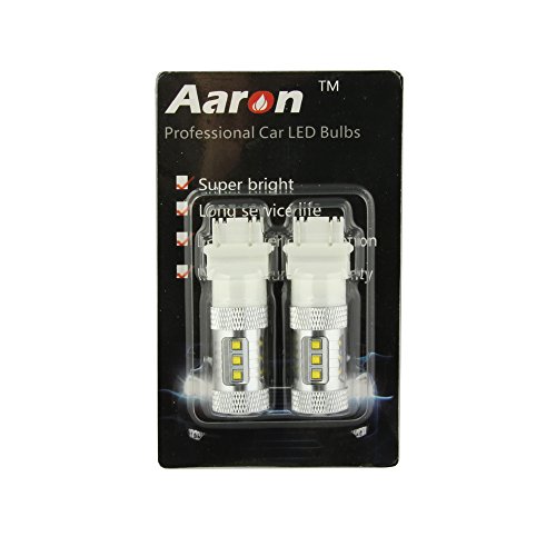 2PCS Aaron White 80W 3157 3057 3457 XB-D CREE Chip LED Light Bulbs Super Bright for Brake Backup Tail Reverse Turn Signal Lights
