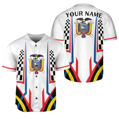 MAPrints Personalized Ecuador Baseball Jersey, Ecuador Jerseys Men Ecuador Soccer Jersey, Ecuadorian Flag Roots Heritage Jersey Shirt (Polyester Blend, ECAD 3)