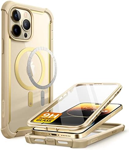 i-Blason Transparent Case for iPhone 14 Pro (6.1 Inch), Bumper Case, 360 Degree Mobile Phone Case, Robust Protective Cover [Ares] with Screen Protector, 2022 Edition (Black)