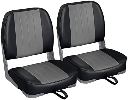 Leader Accessories A Pair of Low Back Folding Fishing Boat Seat (2 Seats) (Black/Charcoal)