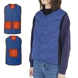 [Minax] 電熱ベスト ヒーターベスト 電熱ジャケット 発熱ベスト 男女兼用 メンズ レディース 作業服 黒 ネイビー 【モバイルバッテリーなし】 hv4 (ネービー,M)