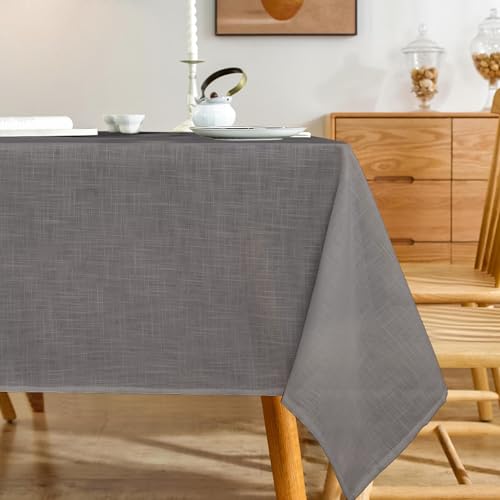Karseteli Linen Textured Rectangle Tablecloth, Slubby Lightweight Table Cloth 60 x 84 Inch, Water Resistant Stain Resistant Farmhouse Burlap Table Cover for Kitchen Dining Room