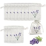 Dupoem - Juego de 12 Bolsitas de Lavanda Reutilizables Vacías de Algodón y Lino Transpirables con Cordón Ajustable, Ideales para Perfumar Armarios, Cajones, Coches y Organizar Joyas, Dulces, Especias
