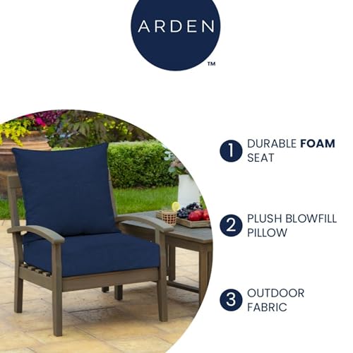 Arden Outdoor Foam Deep Seat Cushion (2-Pack), 22x24, Premium High-Density Foam, Never Flattens, Weather-Proof for Patio Chair Sofa Couch, Sapphire Aurora Blue Damask by Arden Selections - Image 2