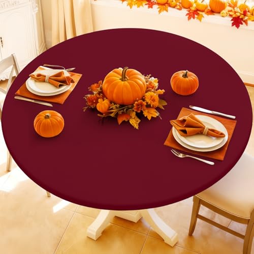 Moosfor Spandex Round Tablecloth, Fitted Table Cloth for 51"-62" Tables