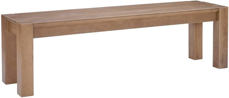 Linon Rylie Natural Wire Brushed Solid Pine Wood Backless Dining Bench
