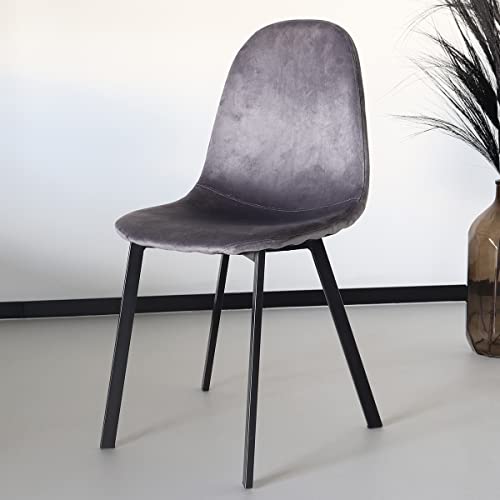 Lizzely Garden & Living Chaise de Salle à Manger Simpy Velours Gris Cover