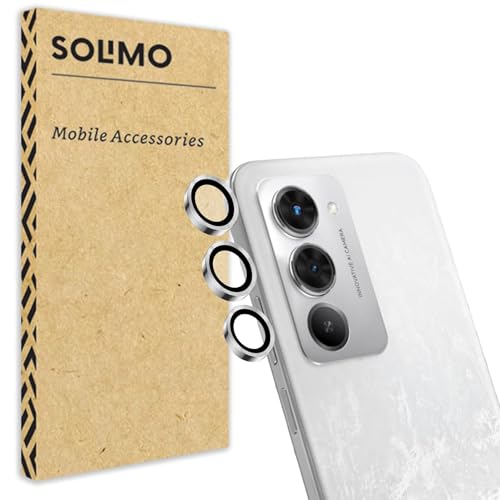 Image of Amazon Brand - Solimo Camera Glass Lens Protector Ring for Redmi 15 5G Case Friendly with Edge to Edge Coverage and Easy Installation (Silver)