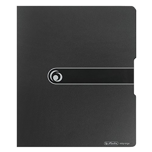 Herlitz 11205713 Ringbuch A4 (PP, 2-Ring-Kombi-Mechanik, 2,7 cm Rücken, 16 mm Füllhöhe) opak schwarz