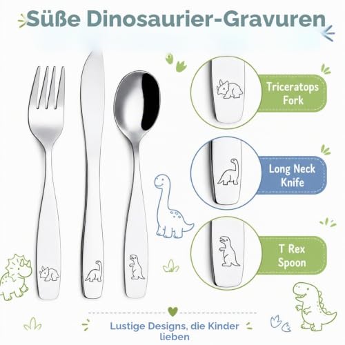Foto von Exzact Kinderbesteck 18 tlg Edelstahl Dinosaurier für Familienessen