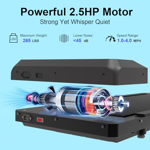 Image of Under Desk Treadmill, Walking Treadmill Pad, 2.5 HP 265 Lbs Low Noise Walking Pad Incline LED Display with Remote Control Walking Jogging Running Machine, Treadmills for Home and Office