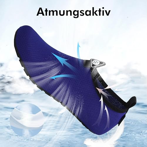 SAGUARO Hombre Mujer Zapatos de Agua Playa Escarpines Zapatillas de Deportes Acuáticos Buceo Surf Snorkel Yoga Piscina, Azul 40/41 - imagen 4