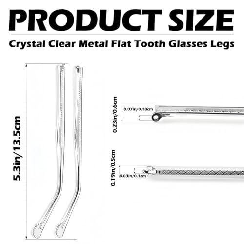 LNQ LUNIQI 1 Pair Metal Eyeglass Replacement Arm, Eyewear Frame Temple Replacement Universal Sunglasses Arm Legs Replacement for Thin Metal Glasses, Sunglasses(Clear)