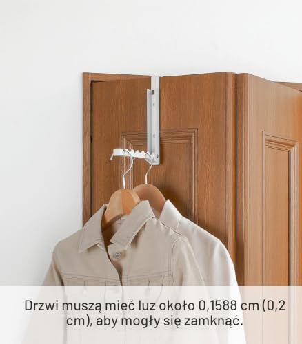 Yamazaki 7161 Smart rozkładana szafa na drzwi, biała, stal, minimalistyczny design, 2 x 7~20,5 x 20 cm (dł. x szer. x wys.)