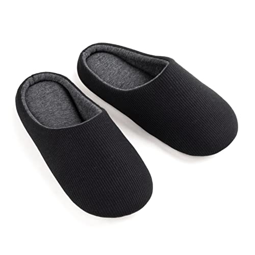 Ultraideas Men's Lightweight Cotton Slippers With Memory Foam And Soft Sole (Black/Grey,9-10) #TOP23