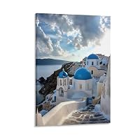 Amazon.co.jp: 絵画 ギリシャ サントリーニ島の風景インテリア 絵画