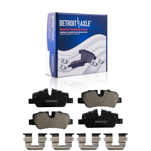Image of Detroit Axle - Rear Brake Kit for 2014-2024 Mini Cooper Drilled and Slotted Disc Brake Rotors Ceramic Brakes Pads with Hardware 2016 2017 2018 2019 2020 Replacement : 10.20 inch inch Rotors