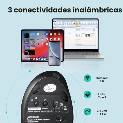 Ratón inalámbrico multidispositivo Perixx PERIMICE-819B compacto y silencioso 5