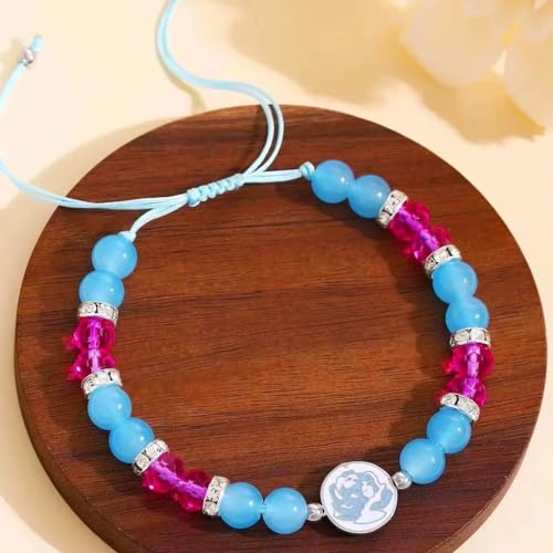 Chaîne de corde perlée bleue ajustable pour éviter les bracelets trop grands