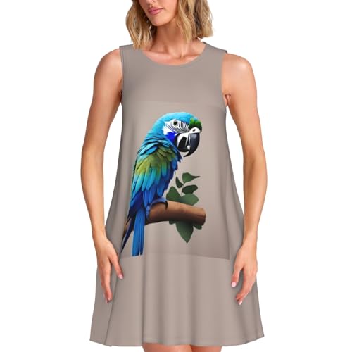 Robe sans manches perroquet bleu au tissu respirant et coupe décontractée