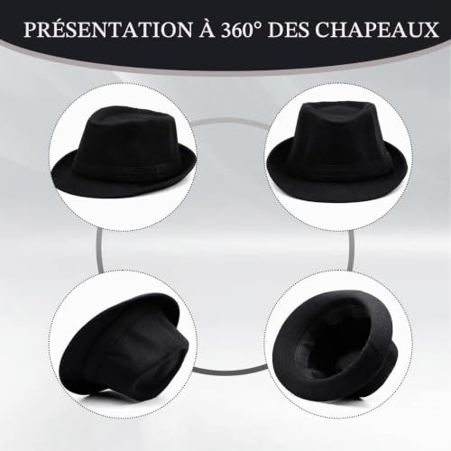 Bamboopack Casquette rétro classique Manhattan Fedora - Jazz - Unisexe - Pour performance, fête, spectacle, cosplay, mariage, vie quotidienne, Noir , taille unique – vue 4