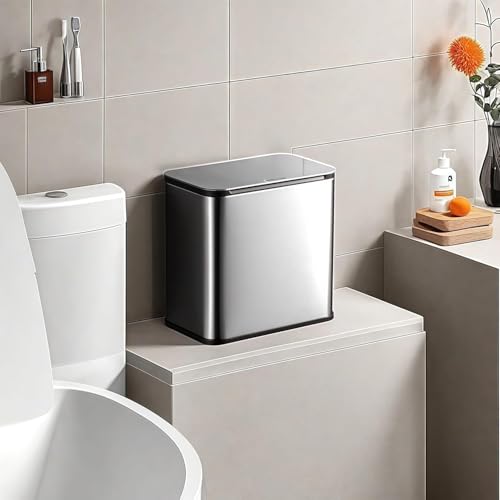 Caneca de basura rectangular de acero inoxidable 5 litros miniatura 6