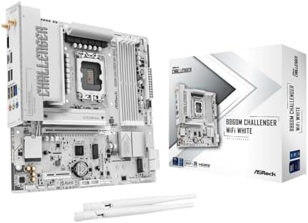 ASRock B860M Challenger WiFi White mATX Motherboard, Intel Core Ultra (Series 2), DDR5 8666+ (OC), PCIe 5.0, 2.5G LAN, WiFi 7, Dr.MOS