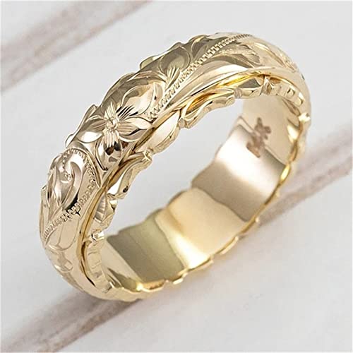 Outsta Toys Fashion 5Mm Tungsten Rings For Women 18K Gold Plated Ring Yellow Gold Band Rings For Women Men Relieving Anxiety Ring Wedding Band Rings Comfort Fit Size 5 To 11, 9 #TOP4