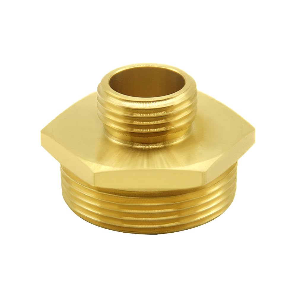 Hooshing Garden Hose Adapter 3/4" GHT to 1-1/2" NPT Male to Male Brass Water Hose Connector