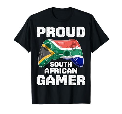 Proud South African Gamer South Africa Flag Video Games T-Shirt