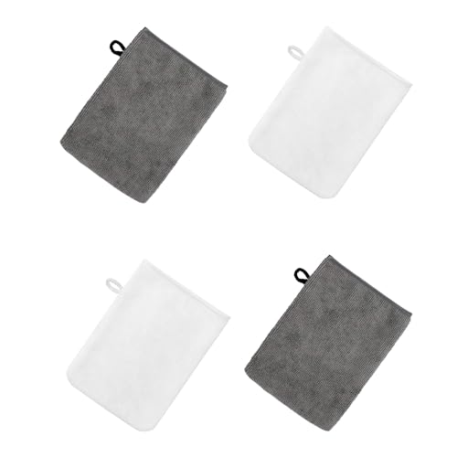 SinChic Microfibre Body Wash Mitts,4 PCS Soft Face Flannels Wash Cloth Reusable Makeup Remover Wash Gloves Bath Mitt Baby Guest White Towel Small Hand Towels for Bath SPA