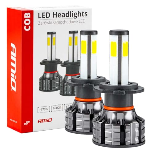AMiO LED Phares série COB H7 Feux de croisement Blanc