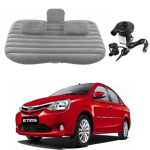 Image of Oshotto Multifunctional Car Travel Bed Mattress with Two Air Pillows, Car Air Pump Compatible with Toyota Etios (Grey)