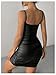 Floerns Women's PU Leather Sleeveless Cami Dress Ruched Club Bodycon Mini Dress Black Large