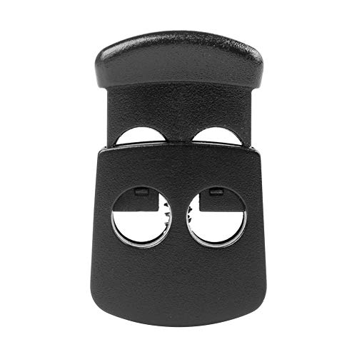 DYZD Multi-Purpose Plastic Double Hole Cord Lock for Drawstring, End Spring Stops Toggle Stopper for Paracord(Black 10PCS)