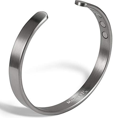 MagnetRX® Magnetic Bracelets for Men - Elegant Bangle - Golf/Tennis Elbow & Balance - Mens Cuff Magnetic Bracelet (Black | Medium)
