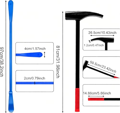 AXILYZE Tire Bead Breaker Tool with Tire Hammer and 2Pcs 38inch Tire Iron Bars, Heavy Duty Tire Spoons and Tire Hammer for Tire Changing, Tire Changer Kit by AXILYZE - Image 2