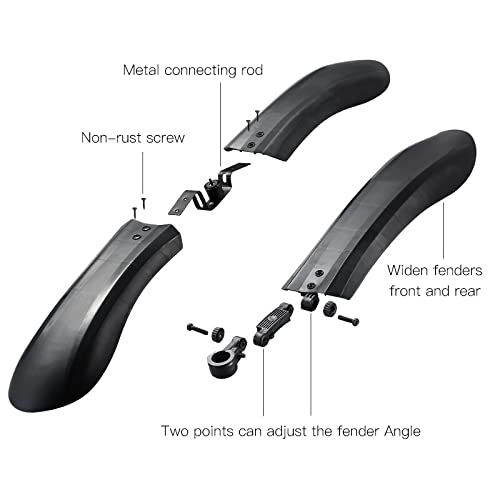 Schutzblech Set,Fahrrad Schutzbleche, Fahrradkotflügel 4. 0 Wide Bike Fender 2 Stück Schneemobil Fahrradflügel 26-29 Zoll Fahrrad Vorne Hinten Kotflügel Erweitern for Kotflügel