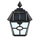 AHORRO DE ENERGÍA: use los tornillos para colgar las luces solares en la pared que está expuesta a la luz solar y enciéndalas. El panel solar incorporado de alta calidad se cargará automáticamente durante el día y se iluminará por la noche. NO es necesario conectar cables adicionales. Tiempo de carga: 6-8 horas; Tiempo de trabajo: 8-10 horas.