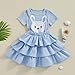 BeQeuewll Toddler Girl Easter Outfit Bunny Dress Solid Shirt Ruffle Tutu Skirt Kids Girls Overalls Dress 18M 2T 3T 4T 5T 6Y (Blue, 18-24 Months)