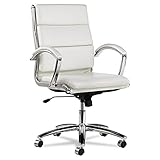 Alera ALENR4206 Alera Neratoli Mid-Back Swivel/tilt Chair, White Faux Leather, Chrome Frame