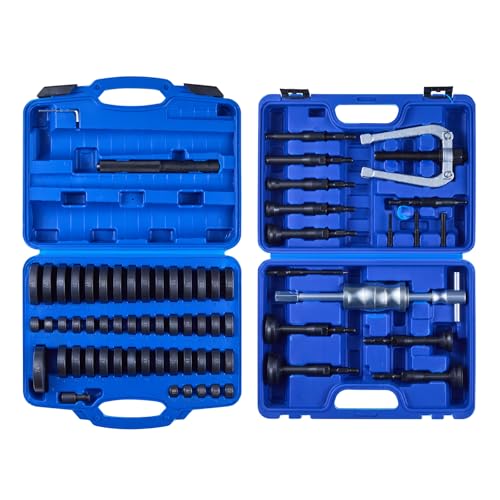 VEVOR 52pcs Custom Bushing Bearing And Seal Driver Set & 16pcs Slide Hammer Puller Set 2 in 1 Bushing Bearing Driver Press Kit Heavy Duty Removal Puller Installation Set with 49 Bushings 10 Collets