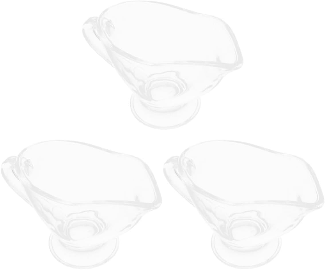 Kichvoe Glass Gravy Boat Set and Preserves Freshness 3 Pcs with Handle, 215ml Capacity Each, Easy to Pour Design for Family Gatherings and Restaurants