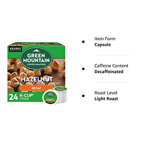 Keurig Coffee Pods K-Cups 16 / 18 / 22 / 24 Count Capsules All Brands / Flavors (24 Pods Green Mountain - Hazelnut Decaf) #TOP1