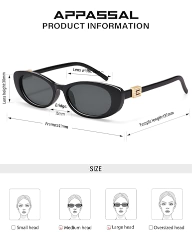 Retro Oval Sunglasses for Women with Small Faces, Vintage Cat-Eye Sun Glasses with Gold Accents AP3754