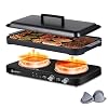 AMZCHEF Double Induction Cooktop with Removable Griddle Pan Non-stick, 1800W 2 burner Portable Induction Stove With Sensor Touch 9 Power Levels, 99 Min Timer, Black