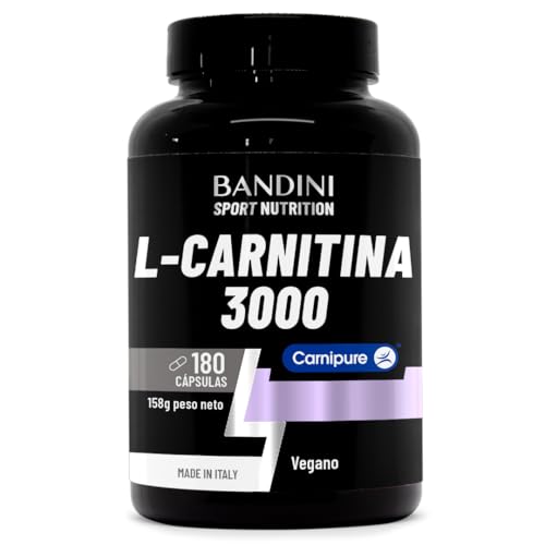 Bandini® L-Carnitina 3000, 180 cápsulas - Carnetina Altamente dosificada - Suplemento Deportivo con L Carnitina Tartrato, Pura Carnitin de Alta Absorción y Biodisponibilidad, Sin Aditivos y 100% Vegan