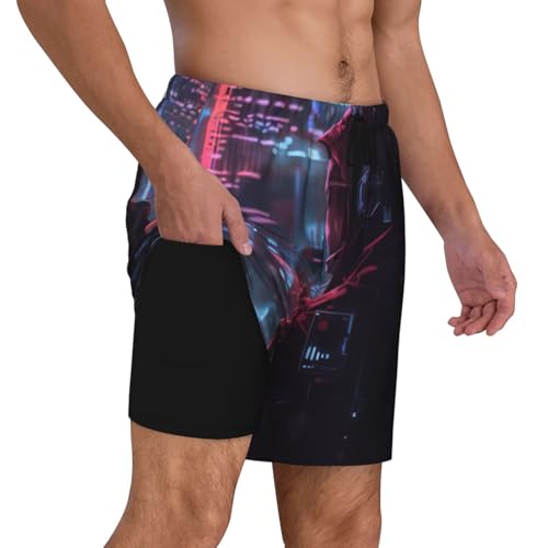 Hacker Era Print Men Stylish Functionality Swim Trunks Breathable Beach Shorts Surfing Gym Fishing3